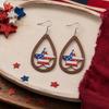 1 Pair Hollow Drop Earrings for Women, Fourth of July Independence Day Earrings, American Flag Stars Stripes Design Hook Earrings