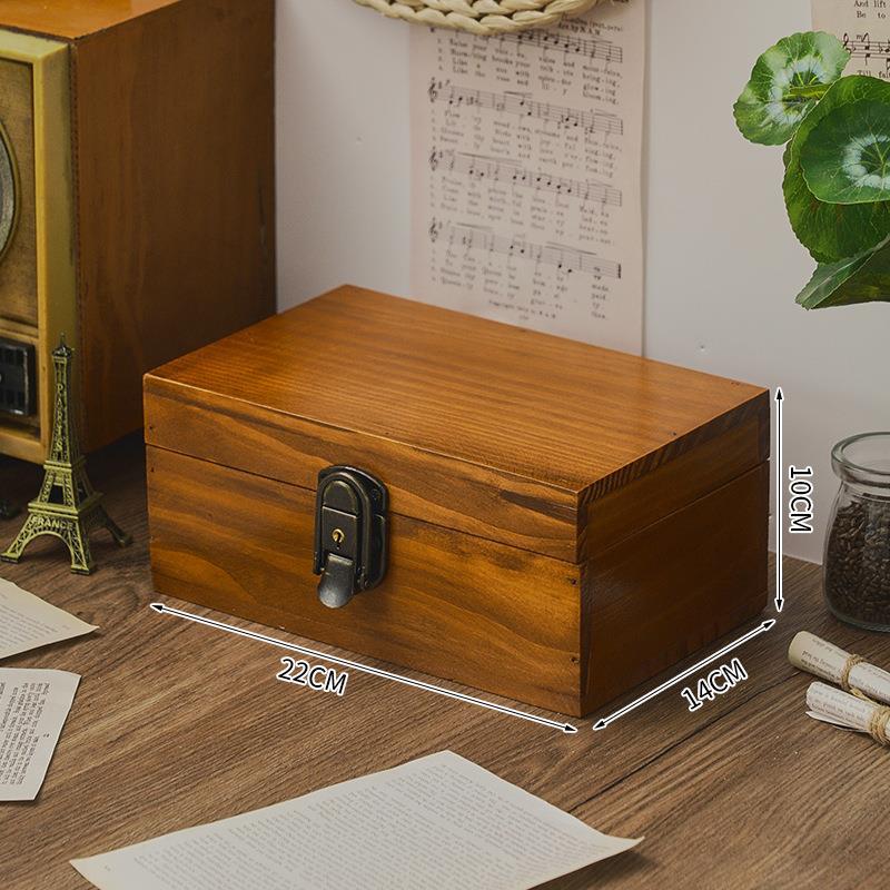 Винтажный настольный ящик для хранения в японском стиле с замком из массива дерева для организации документов и разных вещей деревянный 2390₽