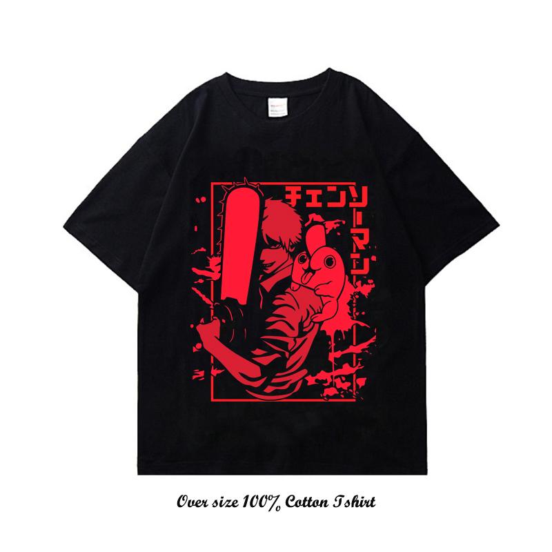 Unisex EU Japanese Anime Chainsaw Women T Shirt Cartoon Printing Cotton T-shirt Harajuku Graphic Tees Clothing Tops Tshirt Manga