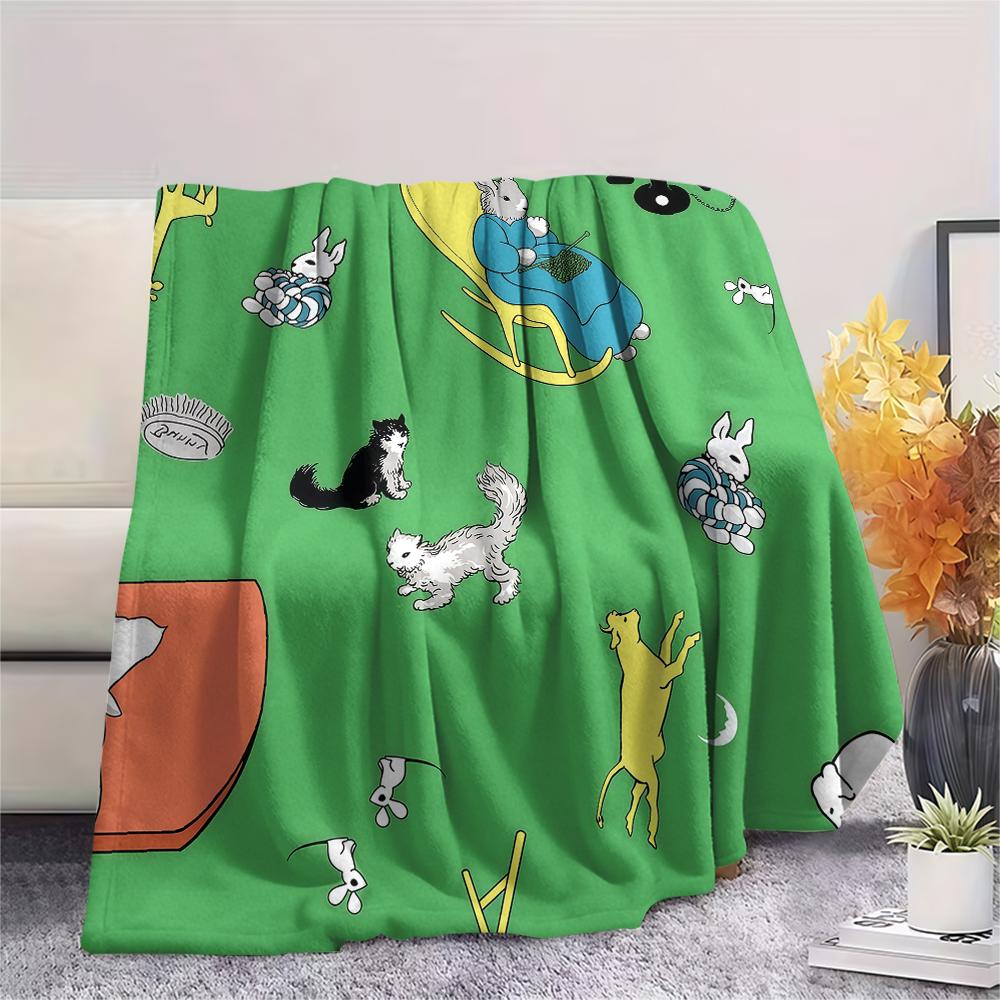 1PC Goodnight Moon Print Flannel Blanket, High quality All Seasons, Home Decor, Warmth and Comfort, Perfect for Christmas Gifts