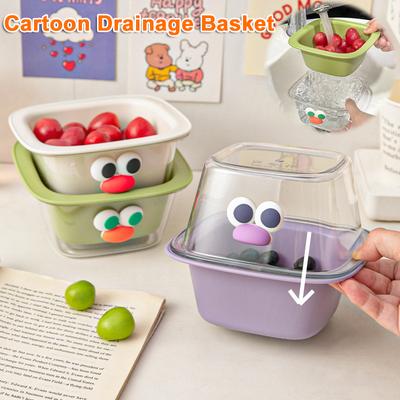 Creative Cute Thickened Double Layer Mini Drain Basket Multi-functional Household Fruit Snack Storage Basket Kitchen Accessories