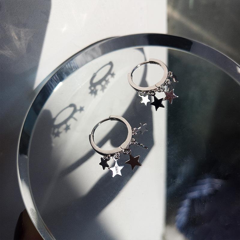 Silver Star Earrings Female Temperament Korean Personality Earrings Gift