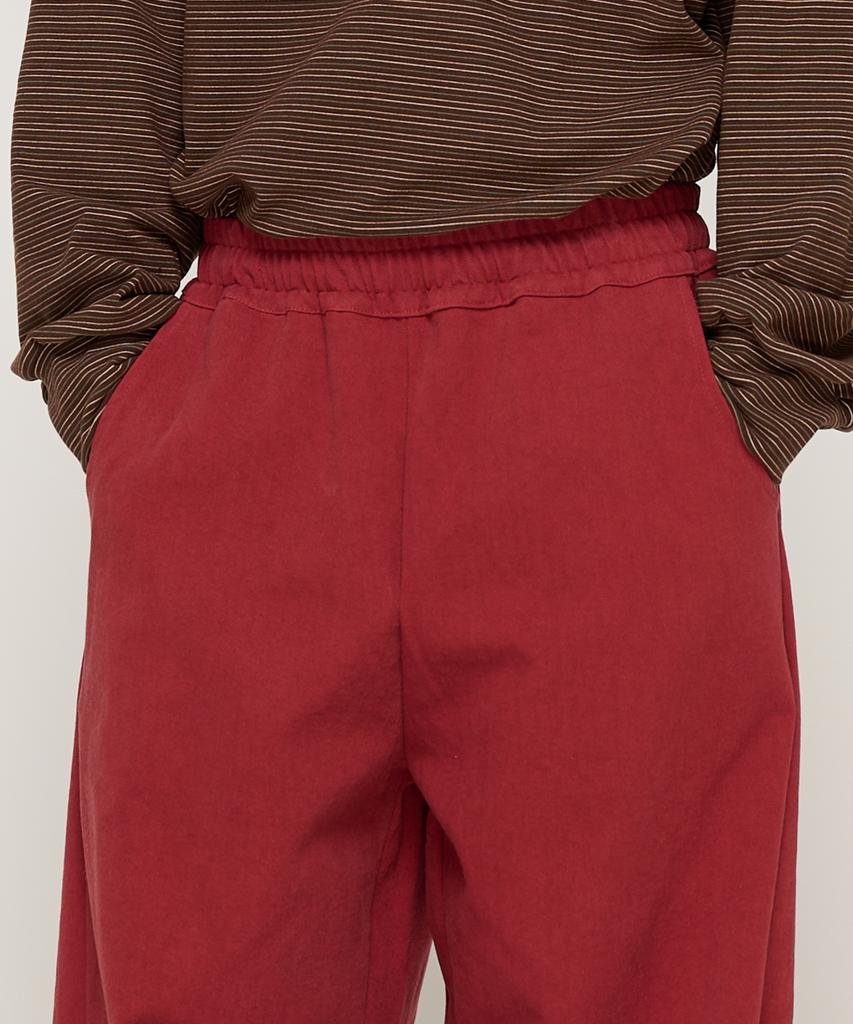 CARGOBROS Bio Cotton Curved Elastic Waist Pants (Wine)