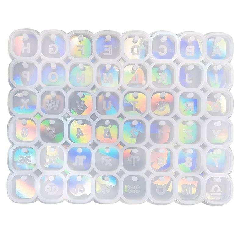 Einloch-Mini-Buchstabenform zum Basteln, holografische Buchstaben- und Zahlenform, quadratische Perlen-Silikonform zum Selbermachen, Basteln, Schmuckherstellung