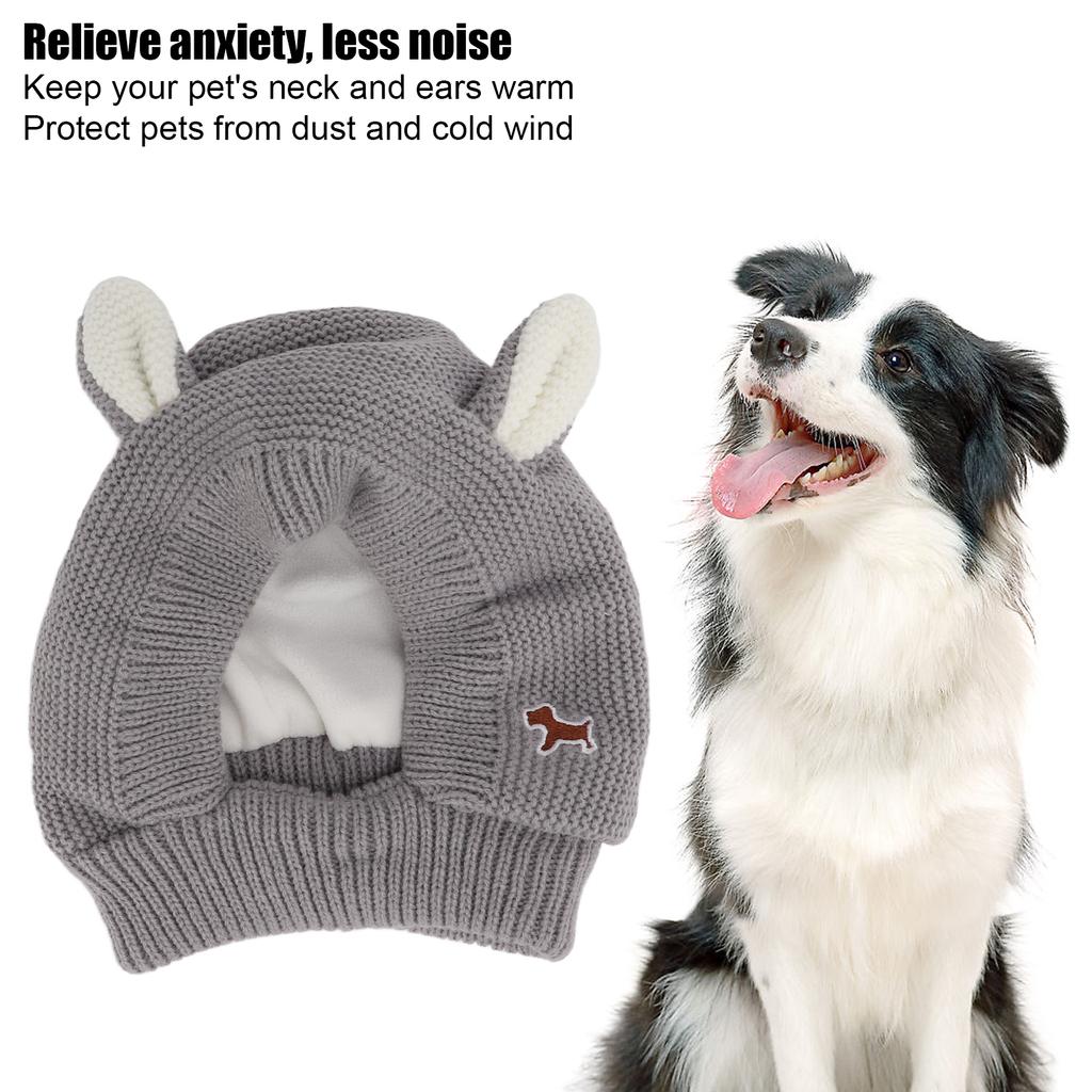Knitted Rabbits Ear Pet Hat Noise   Warm Dog Grooming Earmuffs Hat for Large Dogs
