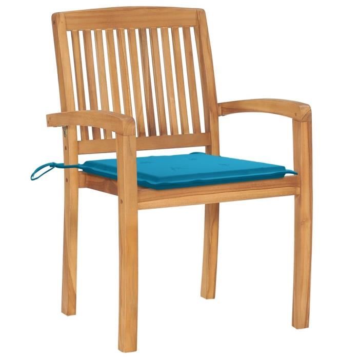 VidaXL Chaises de jardin empilables avec coussins 8 pcs Teck solide