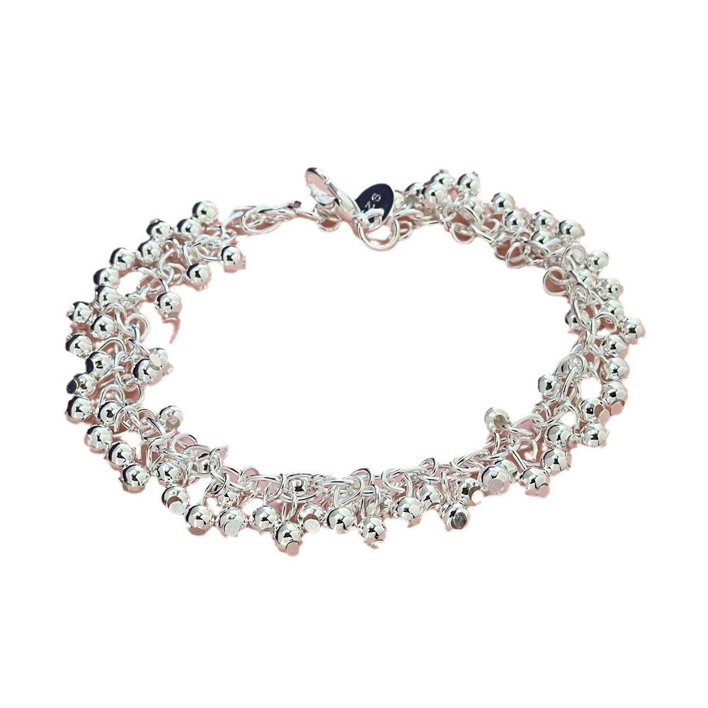 2026 Jewelry Silver Plated Button Grape Bead Bracelet