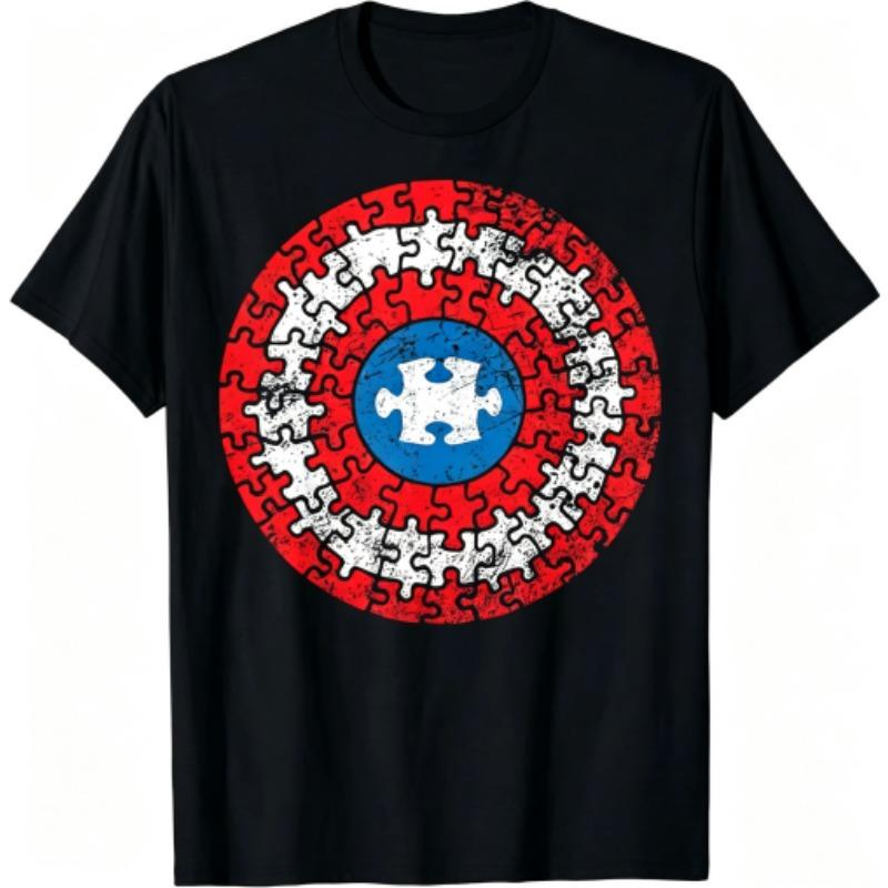 Red White Blue Print Men's T-Shirts Summer Fashion Street Outdoor Casual T-shirt Tops for Men's and Women's Tees Top