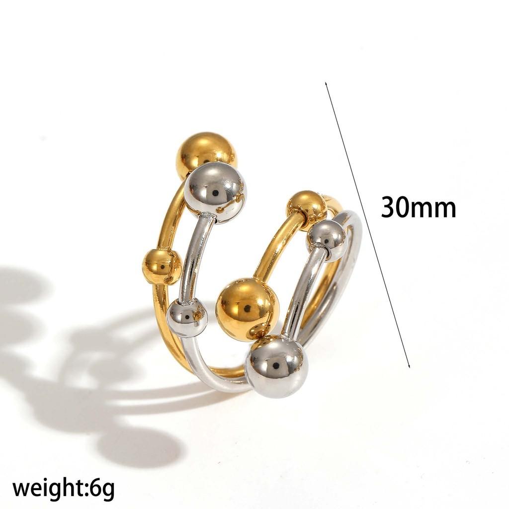 Geometric Titanium Steel Ring For Women Fashion Minimalist Hollow Design Jewelry