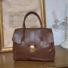 Retro Cow Genuine Leather Briefcase HandBag Solid Color Cowhide Large Capacity Shoulder Bag Suitable for Daily Commuting 2026