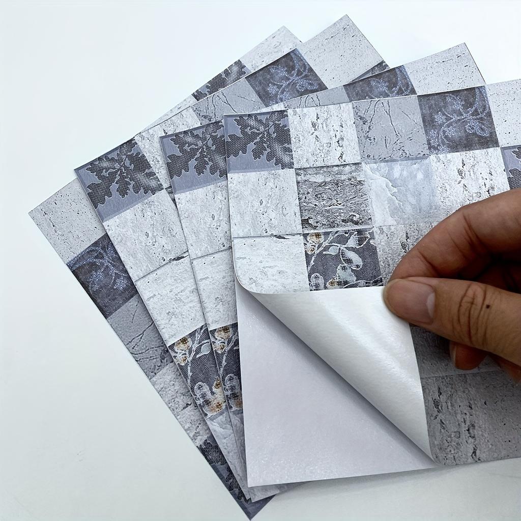 1Set (10Pcs) Vintage Floral Ceramic Tile Wall Stickers - Self - Adhesive, Waterproof & Grease - Resistant for Kitchen Home Decor