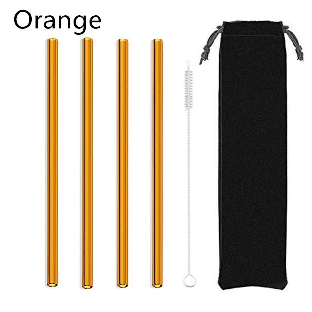 4Pcs Glass Straws Reusable Drinking Glass Tube Eco-friendly With Cleaning Brush Events Party Favors Supply