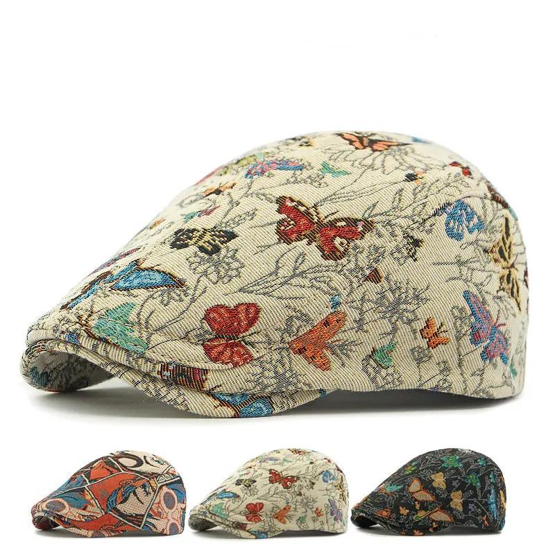 Frühling und Herbst Polyester Druck Newsboy Mützen Flache Kappe Herren und Damen Maler Barett Hüte 120