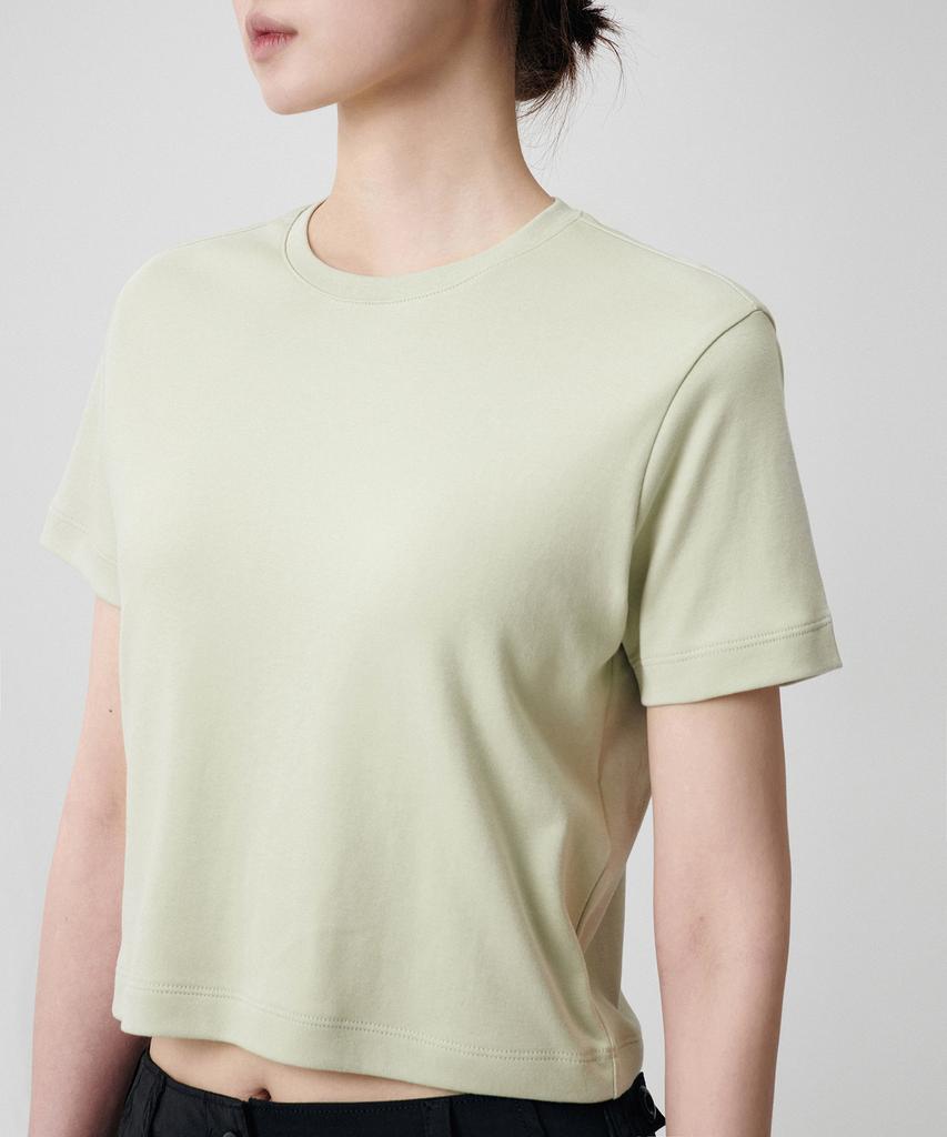 MUSINSA STANDARD WOMAN Women'S Crew Neck Crop T-Shirt [Pale Green]
