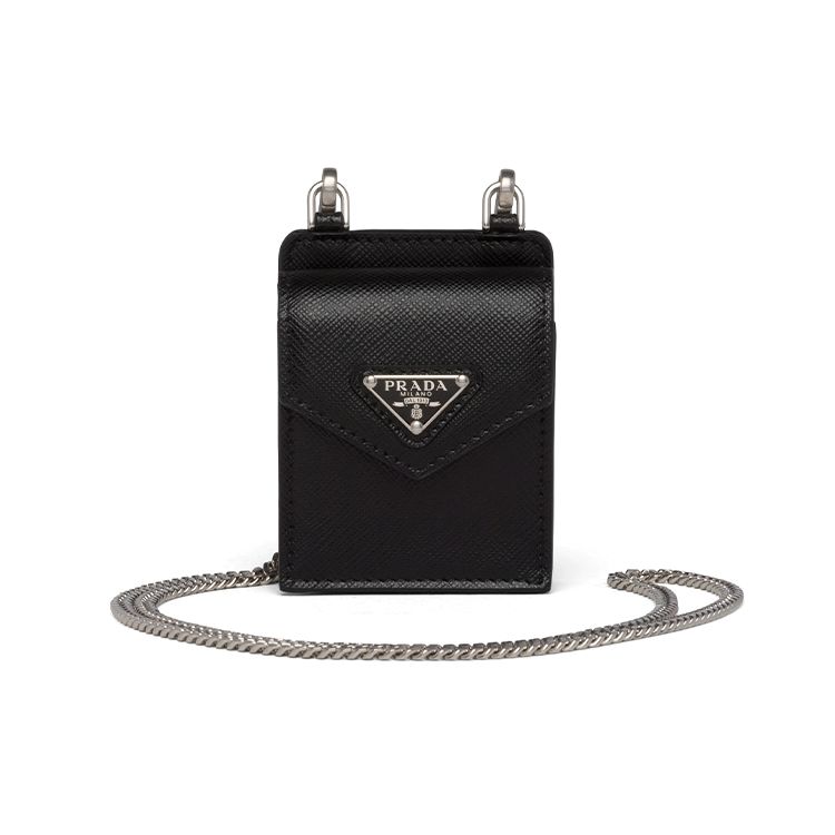 

Prada Saffiano Трикутний Логотип Ланцюжок Сумка на Плече Унісекс Сумка на Плече Чорний 1TL403-QHH-F0632 Box(Basic Set+Box)