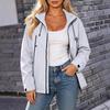 Giacca con Cappuccio da Donna con Zip Intera e Polsini Regolabili in Velcro