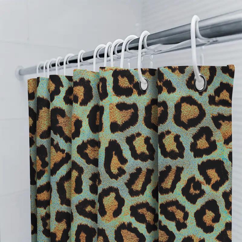 Wildtier-Print Duschvorhang Blaues Leopardenmuster Für Badezimmerdekoration Wasserdichtes Gewebe Größe: 72 x 84 Zoll