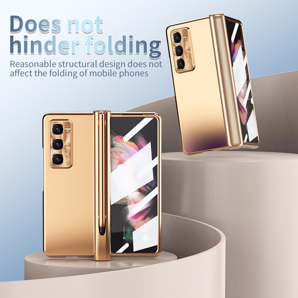 Full Coverage S Pen Protective Case for Samsung Galaxy Z Fold 5 Fold5 5G Fold3 Fold4 Fold 4 3 Tempered Glass Protector Film