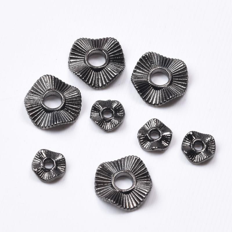 Flat Round Metal Spacer Beads Baroque Wave Gold Plated 50Pcs 6/8/10mm Suitable for Earring DIY Making Supplies