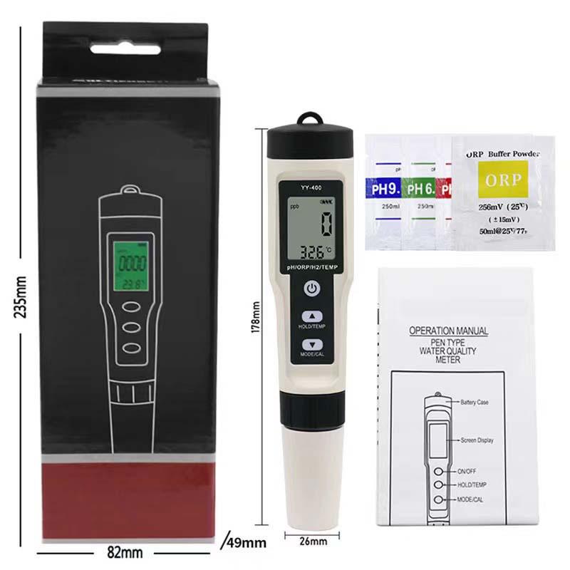 Hydrogen-Rich Water Quality Tester: 4-in-1 pH, Acidity, ORP, Temp Meter