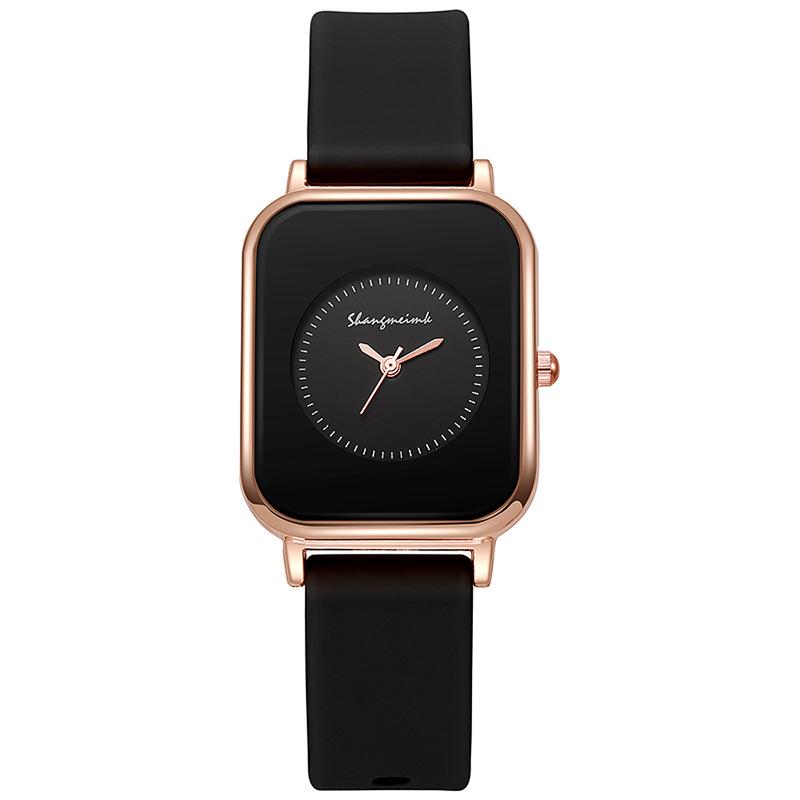 Student Women's Casual Quartz Watch with Square Face and Silicone Strap