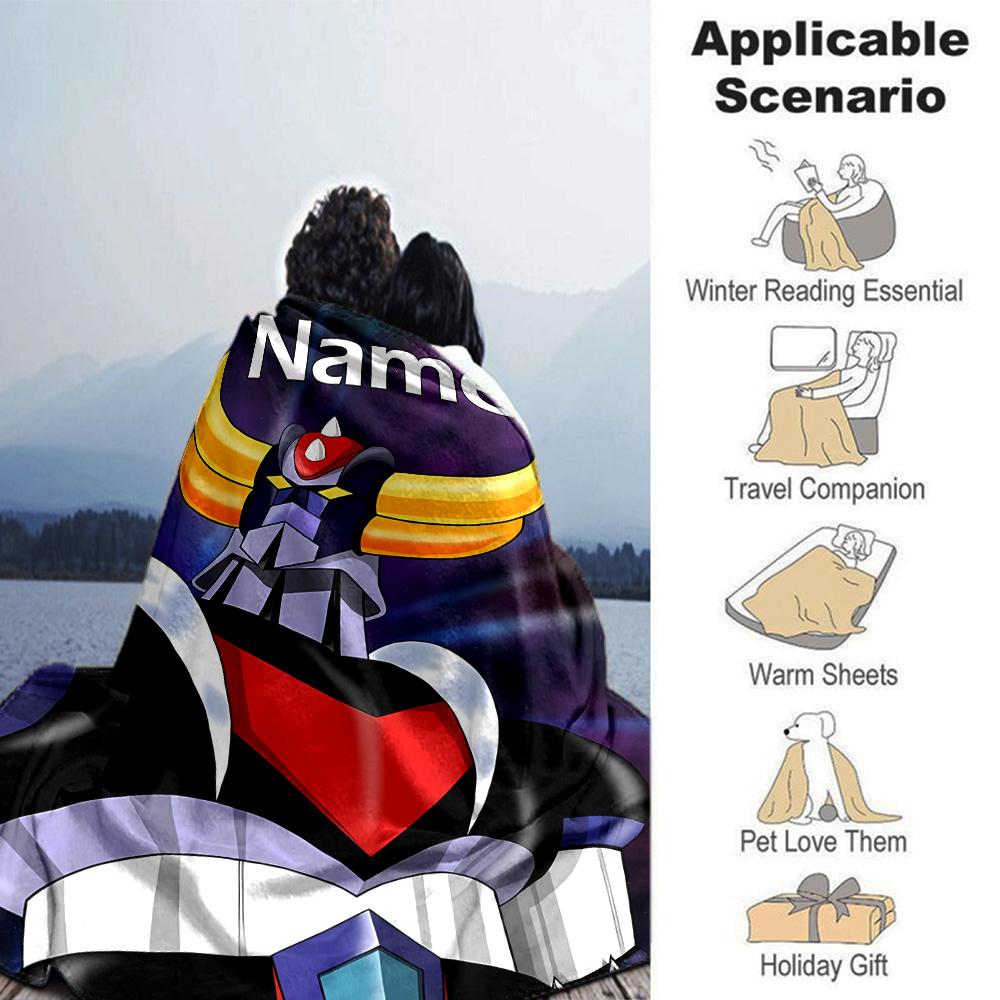 Customiz Name Personality UFO Robo Grendizer Blanket Soft &Warm Sofa Office Bed Travel Lunch Break Blanket, Gift Suitable All Seasons
