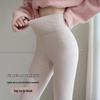 GUJIN Women's Wool Silk Blend Thickened High-Waist Thermal Leggings