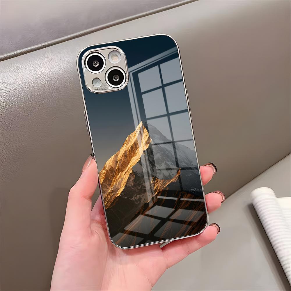 Everest Mountain Phone Case For IPhone 17 Pro Max 15 Pro 16 14 Plus 12 13 Mini 11 Pro Shockproof Electroplated Glass Cover