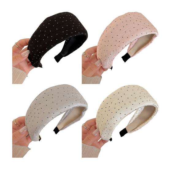 Cerchietto per Capelli da Donna, Fascia Satinata Allargata e Curva con Design a Pois, Vestibilità Comoda per Assottigliare il Viso, Fascia per Capelli per Uso Quotidiano