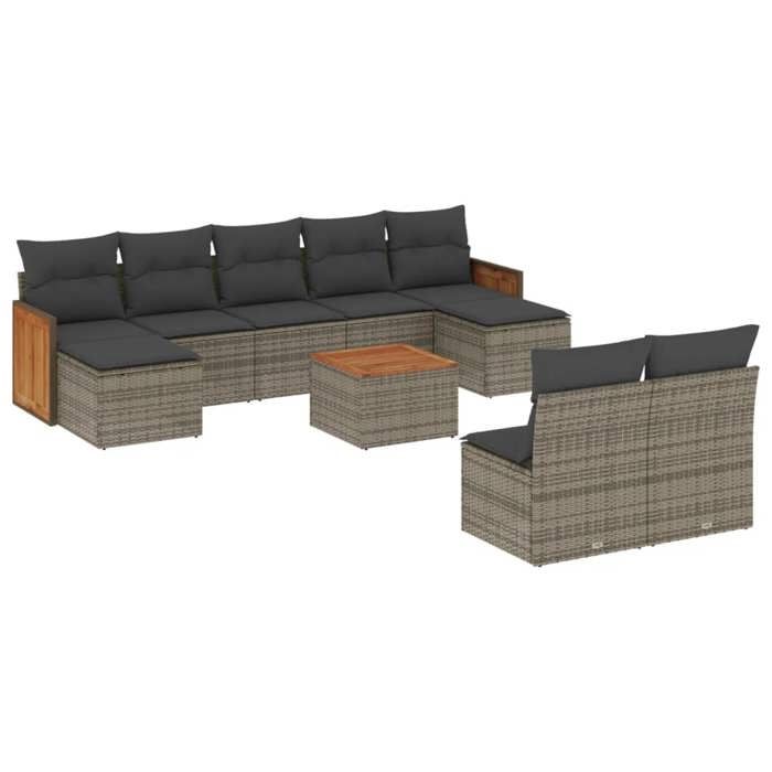 VidaXL Garden Lounge Set with Cushions 10 Pcs, Patio Sofas, Furniture Set, Outdoor Terrace Furniture, Grey 3260464