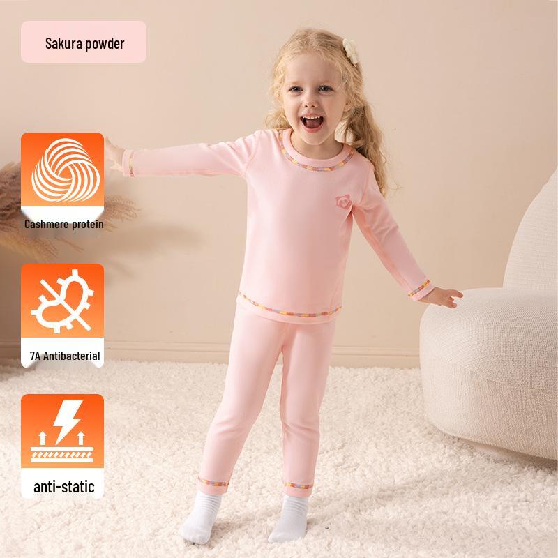 

Little Warm Sheep: Children s Double-Sided Brushed Cashmere Protein Pajama Set 80cm fits height 70-85cm