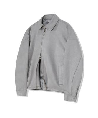 Ironyporno Whiteline 86-Iro350 Minimal Neck Button Suede Jacket Grey