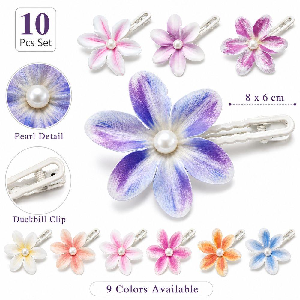 10Pcs Multicolor Duckbill Hair Clip Orchid Floral Hair Clip Gifts Side Bangs Clip Hair Accessory