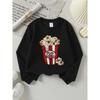 European Sizes Kids' Round-Neck Hoodie - Pug Faces Popcorn Bucket Design | , Sportswear and Casual Wear, Soft and Comfortable, Playful Design