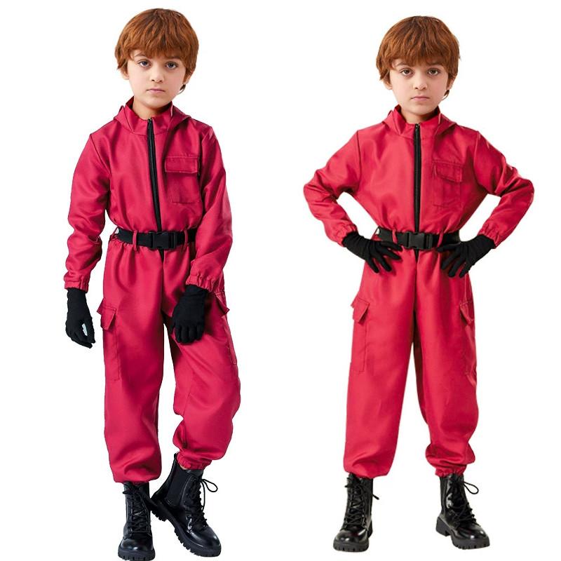 Traje de Role Play do Jogo da Lula Bodysuit Vermelho com Tecido de Poliéster para Adolescentes e Cosplayers Fantasia de Halloween