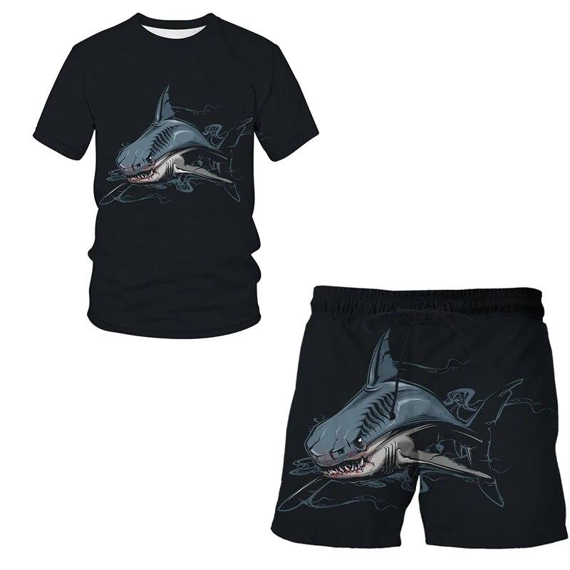 Adult European and American Series 3D Print Beach Short Clothing Summer Men Women Suit Boys T-shirt Shorts Set 2pcs Casual Tops