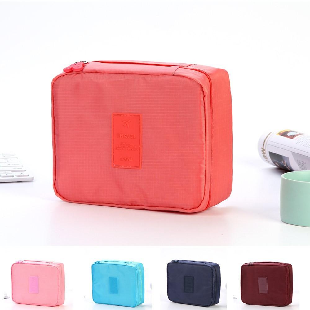 Oxford Cloth Square Cosmetic Bag Women Multi-purpose Large Capacity Waterproof Toiletry Bag Travel Double Layer Portable Storage Organizer
