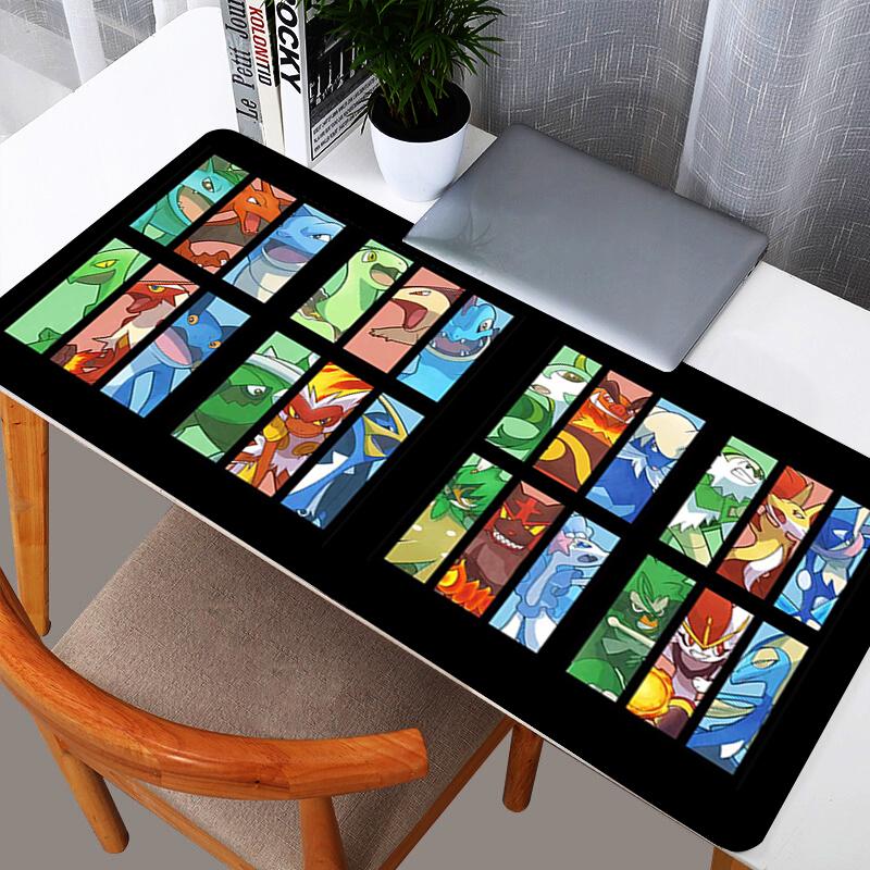 Pokemon All Starter Large Mouse Pad Anime Grass Fire Water Type Desk Mat for Gaming Office NonSlip Extended Keyboard Pad