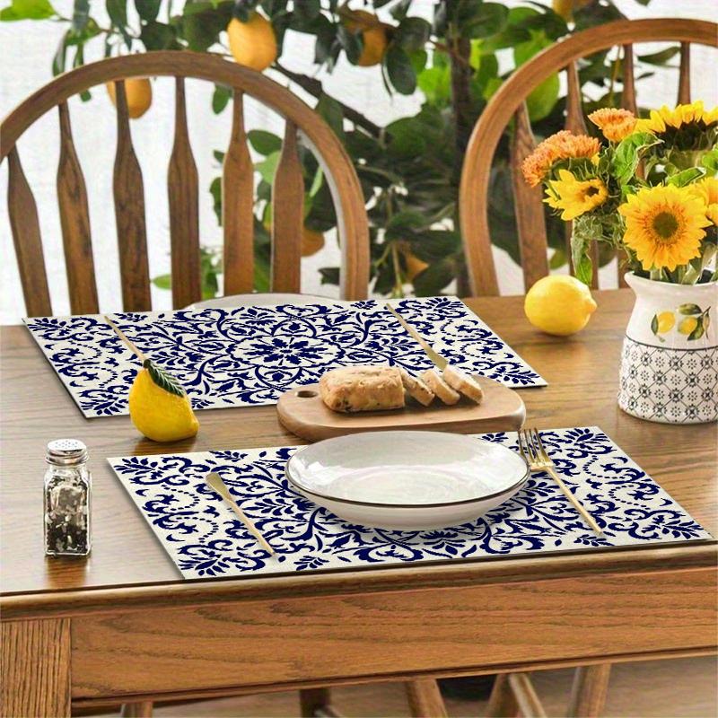 4Pcs, Navy Blue Bohemian Placemats, Best Placemats, Washable, Suitable for Holiday Parties, Home Decor, Kitchen Tables