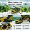 Resin Aquarium Decor Moss Cave Hideout for Small Fish and Shrimp Tunnel