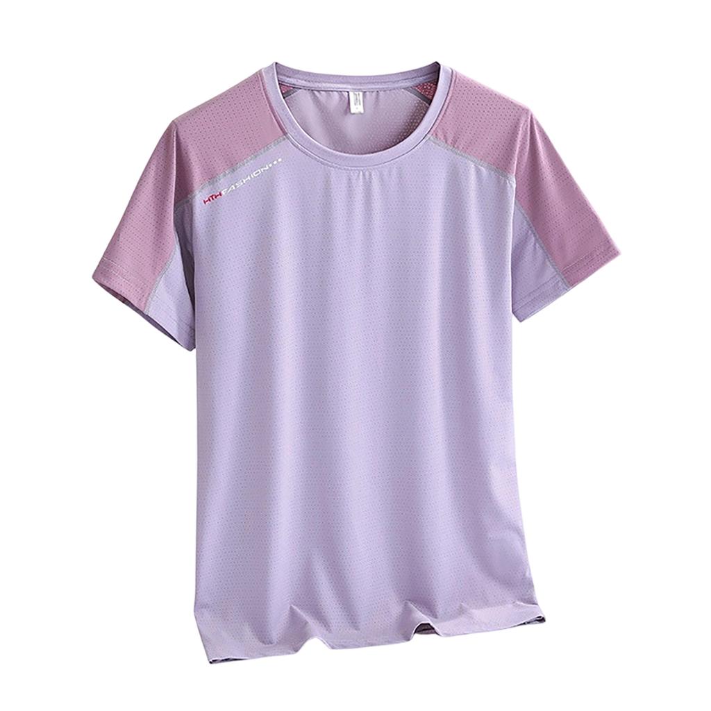 Women Outdoor Sports Breathable Sweat Absorption Short Sleeve Shirt High Elastic Quick Dry Loose Fit Fitness T Shirt Suitable for Training