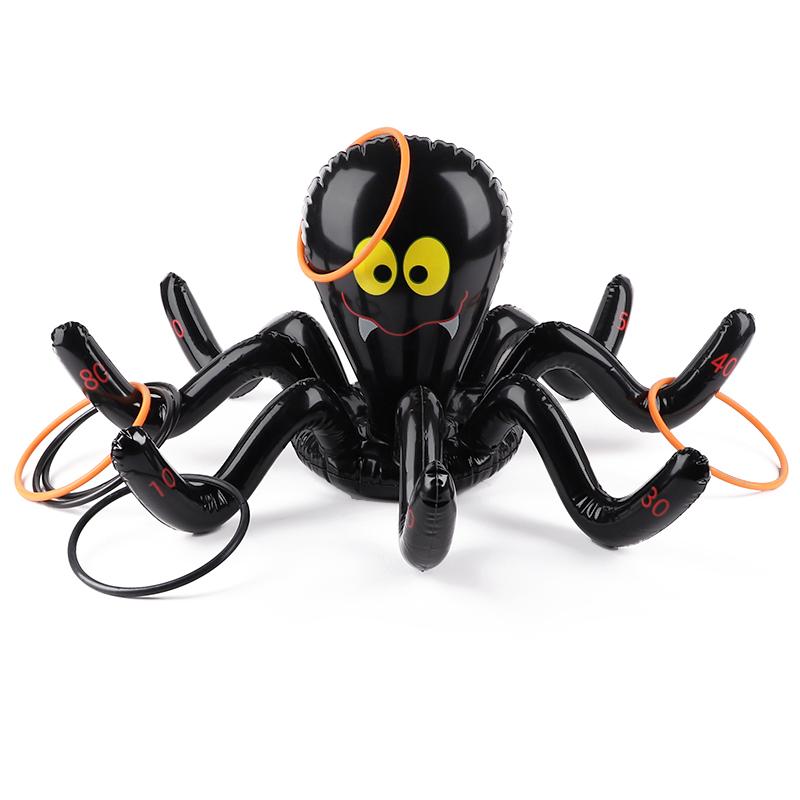 Halloween Throwing Game Inflatable Spider Octopus Ring Toss Game Kids Halloween Party Decoration Indoors Outdoors Family Game