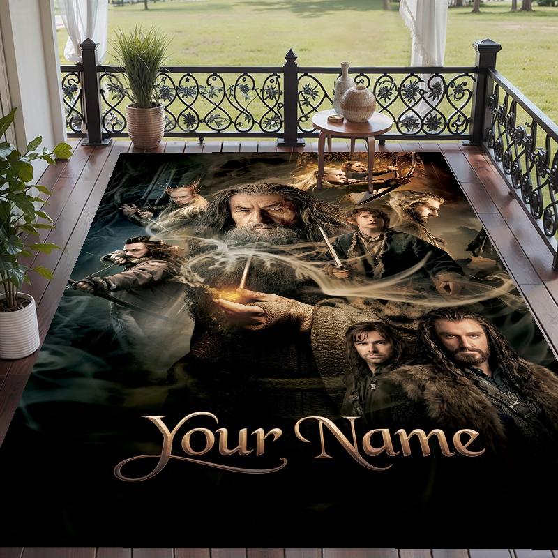 Custom Name The Hobbit Crystal Velvet Floor Rug Personalized Text Soft Carpet Home Decor