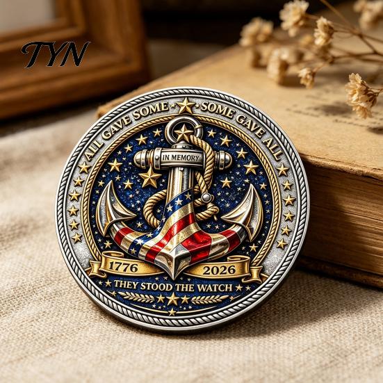 Double-sided Challenge Coin Guardians of The Sea Coin, They Stood Watch Souvenir Carved Engraved Collectible Gift for Navy Veteran Mini