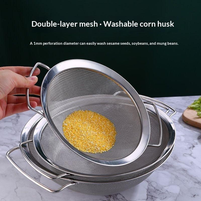 Stainless Steel Strainer Basket Fine Mesh Multi-Size Juice Rice Flour Sieve Large With Double Handles Food Filter Drainer