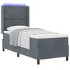 Boxspring Bed with LED Light Strips Dark Grey 80 X 200 Cm Velvet