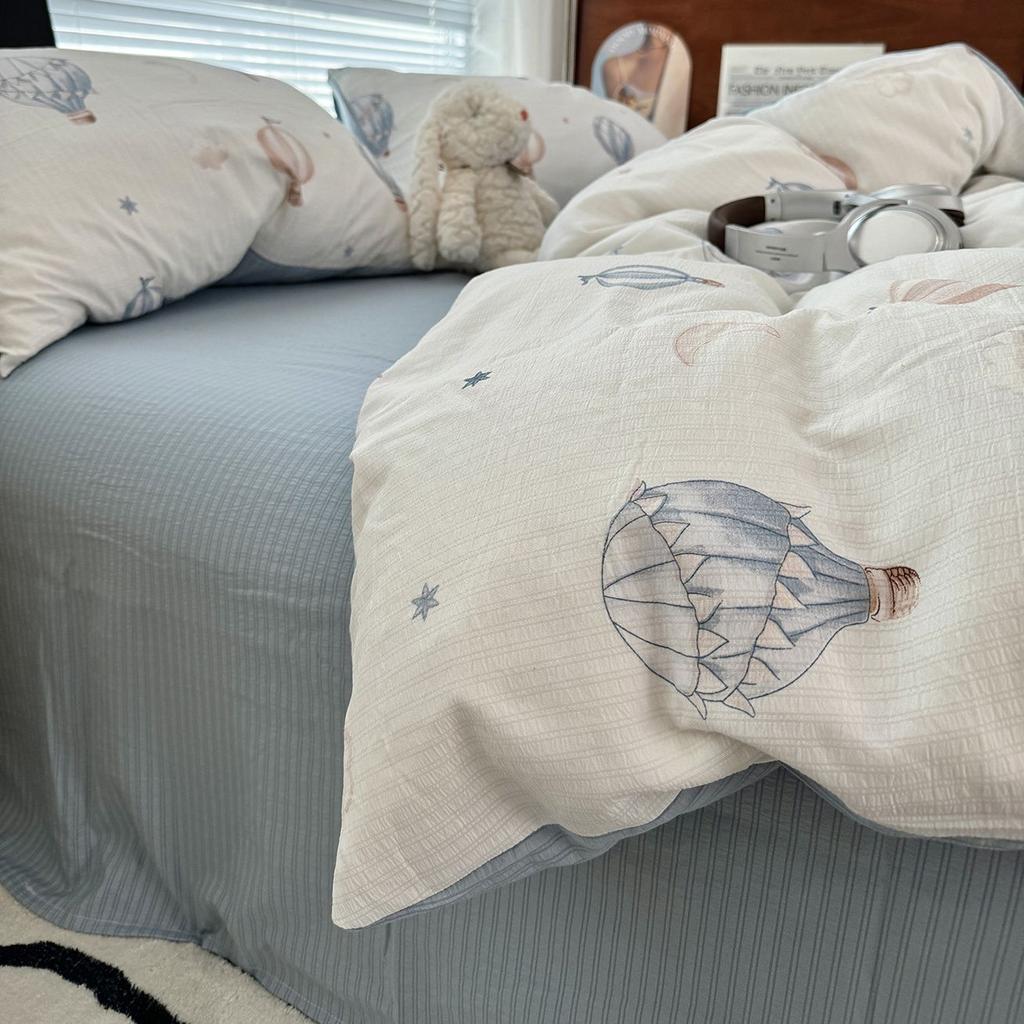 Duvet Cover Set  A-class Ultra Soft Jacquard Double-layer Yarn Washed Cotton Bedding Set  Floral Bed Sheet