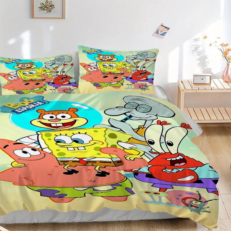 3Pcs Spongebob Squarepants Adventure Bedding Sets For All Sizes New 3D Printed Bed Cover Comforter Duvet Cover Pillowcase Bedroom Decoration