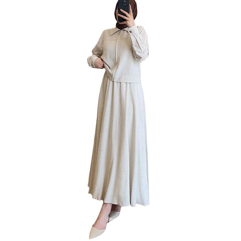 2025 Autumn Fashion: Women's Casual Long-Sleeved Jacket and Midi Skirt Set