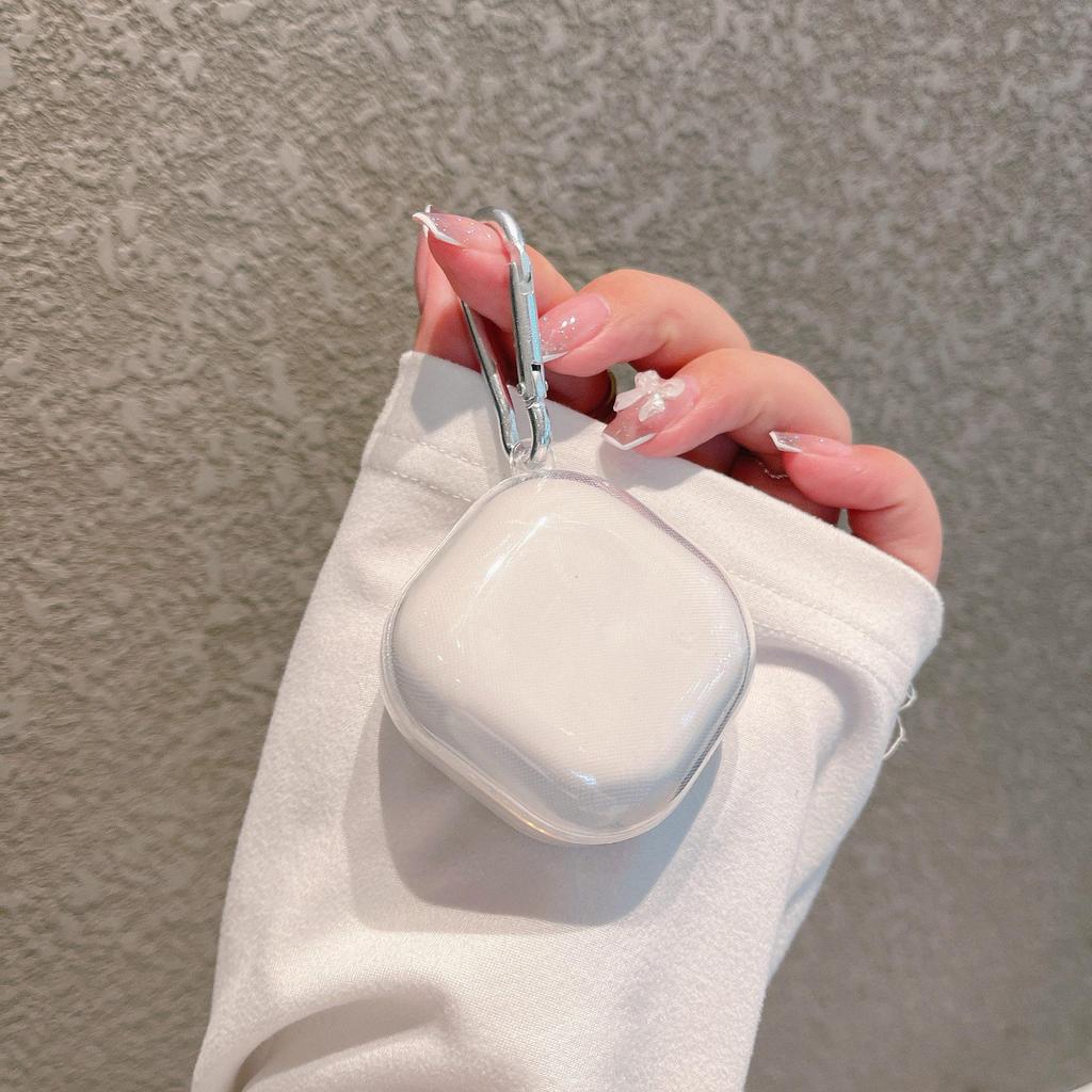 Transparent Earphone Case For Samsung Galaxy Buds 2 Pro Live Casing For Galaxy Buds2 Pro Cover Clear Soft TPU Fundas Full Protection with Metal Hook